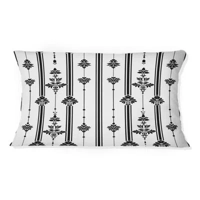 Design Art Black White Simple Pinstripe Iii - Traditional Lumbar Pillow In Black;white