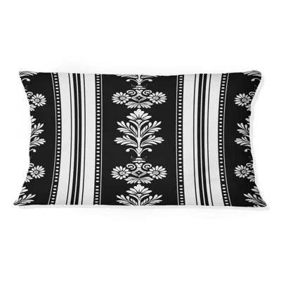 Design Art Black White Simple Pinstripe Iv - Traditional Lumbar Pillow In Black;white