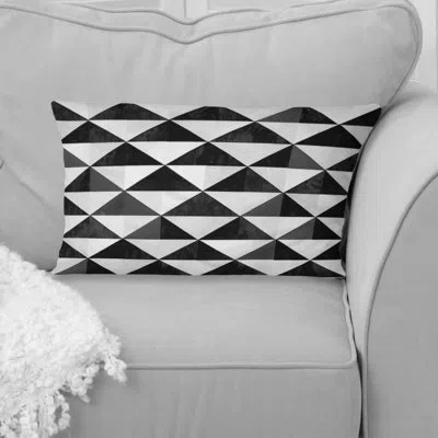 Design Art Black White Triangle Patterns I - Modern Lumbar Pillow In Black;white