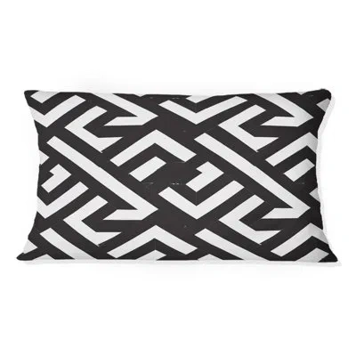 Design Art Black White Triangle Patterns Iii - Modern Lumbar Pillow In Black;white