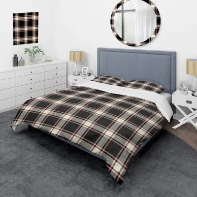 Design Art Black/cream Microfiber 3 Piece Duvet Cover Set In Black,cream