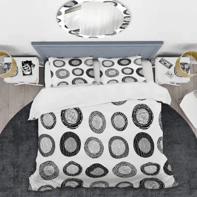 Design Art Black/gray/white Microfiber 3 Piece Duvet Cover Set In Black;white;gray