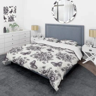 Design Art Black/white Microfiber 3 Piece Duvet Cover Set In Black,white