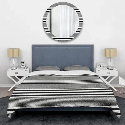 Design Art Black/white Microfiber 3 Piece Duvet Cover Set In Black,white