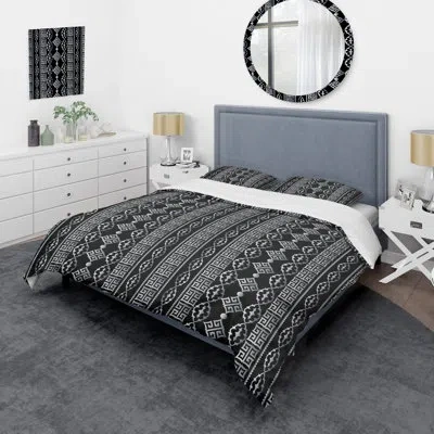 Design Art Black/white Microfiber 3 Piece Duvet Cover Set In Black,white