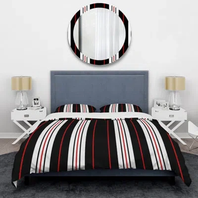 Design Art Black/white Microfiber 3 Piece Duvet Cover Set In Black;white