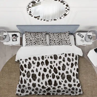 Design Art Black/white Microfiber 3 Piece Duvet Cover Set In Black;white