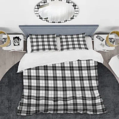 Design Art Black/white Microfiber 3 Piece Duvet Cover Set In Black,white