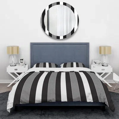 Design Art Black/white Microfiber 3 Piece Duvet Cover Set In Black,white