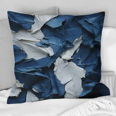 Design Art Bliss Of Happiness In Aegean Blue - Abstract Painting Printed Throw Pillow In Green;orange