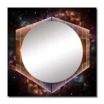 Design Art Block Universe Theory Space Galaxy I - Space Square Living Room Wall Mirror Art In Blue;orange