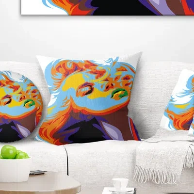 Design Art Blonde Girl Art - Others Printed Pillow In Blue;purple