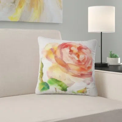 Design Art Bloomy Red Rose Watercolor Drawing - Floral Printed Pillow