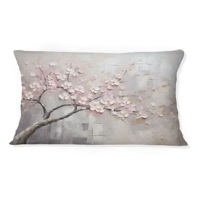 Design Art Blossom Tree Whispers Of Pink I - Tree Monochrome Printed Throw Pillow