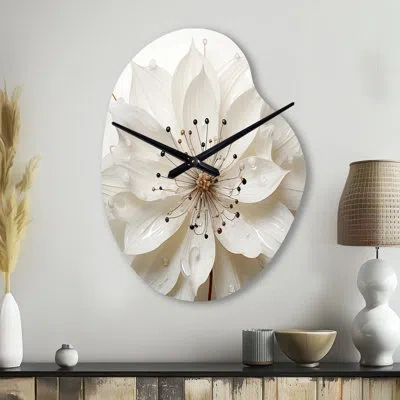 Design Art Blossoming Beauty In Minimalism Beauty I - Fruits Asymmetrical Metal Clock, Traditional Irregular Sh In White
