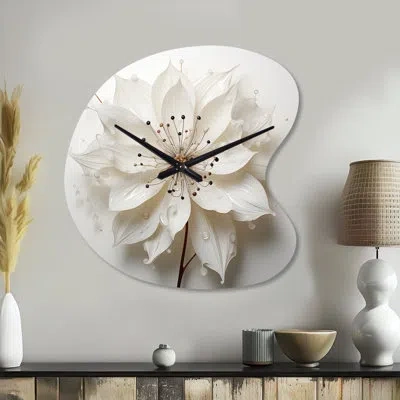 Design Art Blossoming Beauty In Minimalism Beauty I - Fruits Asymmetrical Metal Wall Clock, White Unique Shape 