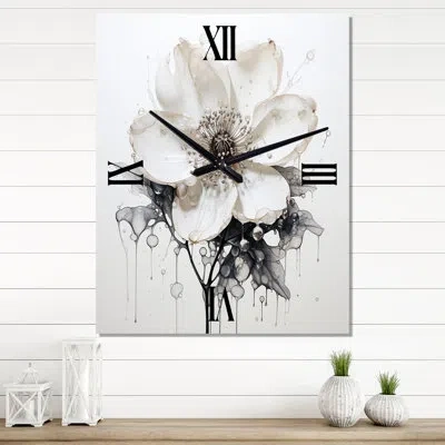 Design Art Blossoming Beauty In Minimalism Beauty Iii - Minimalism Big Kitchen Wall Clock In White;gray