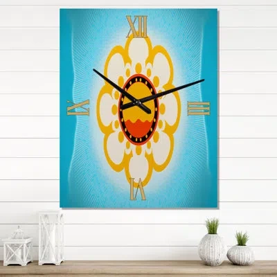 Design Art Blossoming Golden Moon Ocean - Modern Abstract Wall Clock