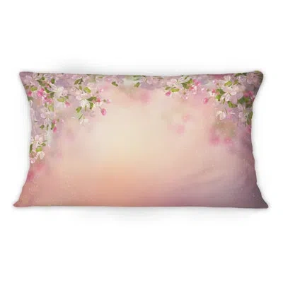 Design Art Blossoming Spring Cherry Blossoms - Traditional Printed Throw Pillow
