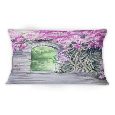 Design Art Blossoming Wisteria Garden Over Garden Entrance -1 Farmhouse Printed Throw Pillow