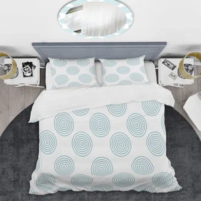 Design Art Blue Abstract Dot - Abstract Duvet Cover Set - Microfiber Polyester In Blue,white