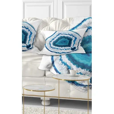 Design Art Blue Agate Crystal" Abstract Canvas - Abstract Printed Pillow