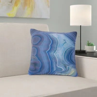 Design Art Blue Agate Stone Design - Abstract Printed Pillow