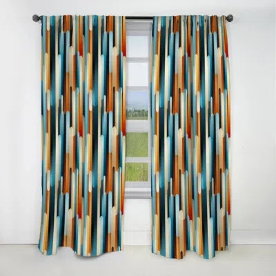 Design Art Blue And Beige Nostalgia Striped Pattern - Stripped Striped Blackout Curtain - 1 Panels In Blue;beige