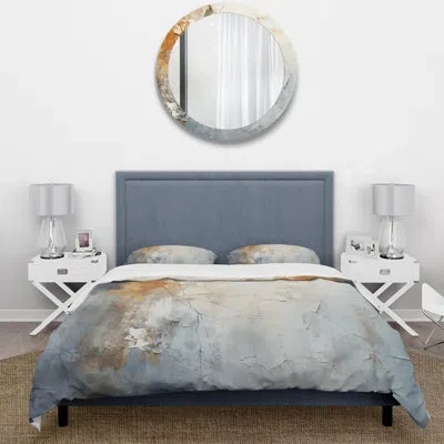 Design Art Blue And Beige Spatula Path To The Ink - Abstract Duvet Cover Set