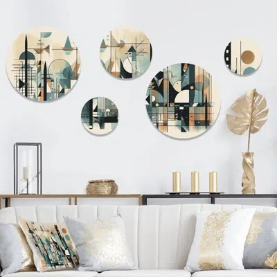 Design Art Blue And Black Geometric Shadows Ii - Minimalism Metal Wall Décor In Blue;black