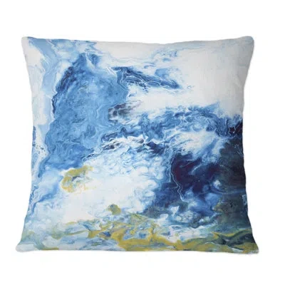 Design Art Blue And Gold Creative Abstract - Modern Printed Throw Pillow