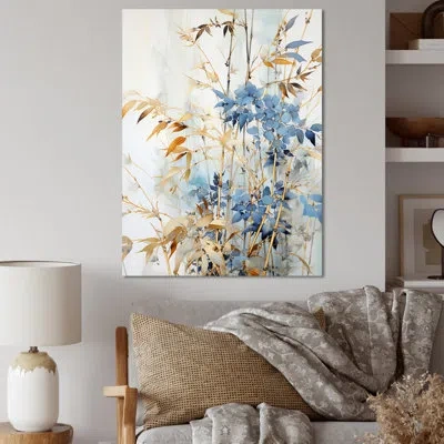 Design Art Blue And Gold Zen Moment Bamboo V - Bamboo Wall Decor_106596 In Wrapped Canvas