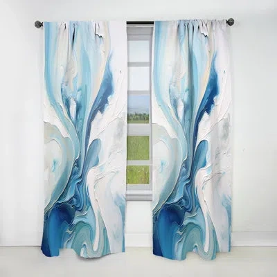 Design Art Blue And Grey Ethereal Elixir V - Abstract Curtain - Velvet Room Darkening - 1 Panel In Blue;grey