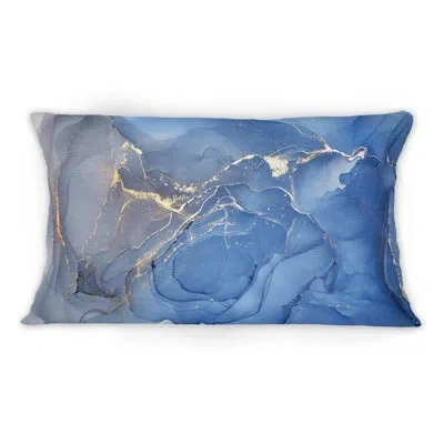 Design Art Blue And Grey Ink Universe - Modern Printed Throw Pillow 1