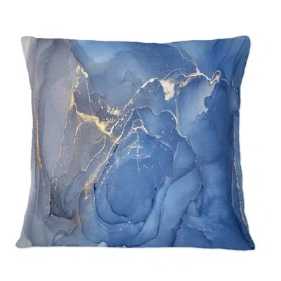 Design Art Blue And Grey Ink Universe - Modern Printed Throw Pillow