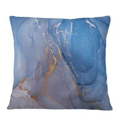 Design Art Blue And Grey Liquid Universe - Modern Printed Throw Pillow