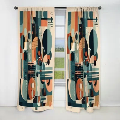 Design Art Blue And Orange Minimalistic Artwork Ii - Minimalism Abstract Blackout Curtain - 1 Panels In Blue;orange