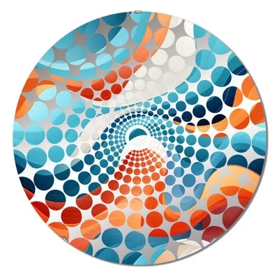 Design Art Blue And Orange Swirling Harmony Waves - Concentric Circles Decorative Mirror In Blue;orange