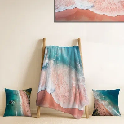 Design Art Blue And Pink Beach Aerial View Ii - Coastal Beach