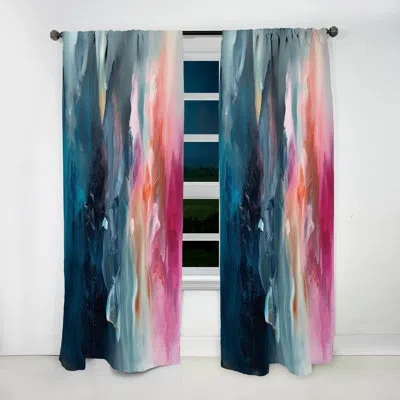 Design Art Blue And Pink Spatula Abstract - Abstract Blackout Curtain - 1 Panel In Blue;pink