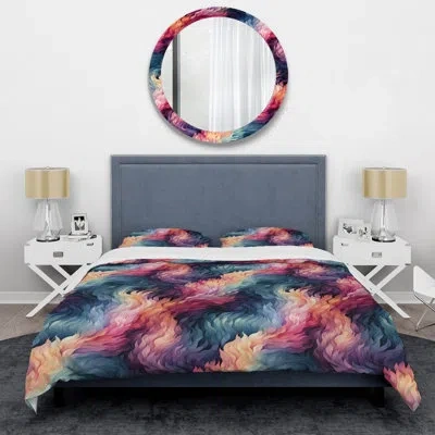 Design Art Blue & Purple Celestial Dreams Chevron Pattern Duvet Cover Set In Blue;pink