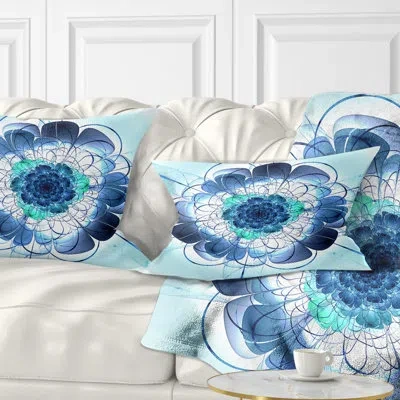 Design Art Blue And Purple Rounded Flower - Floral Printed Throw Pillow