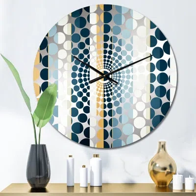 Design Art Blue And White Classic Pinstripe Pattern - Striped  Wall Clock In Blue;white