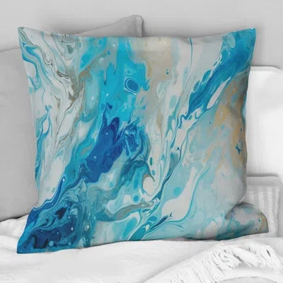 Design Art Blue And White Embracing The Unknown I - Abstract Printed Throw Pillow In Blue;white
