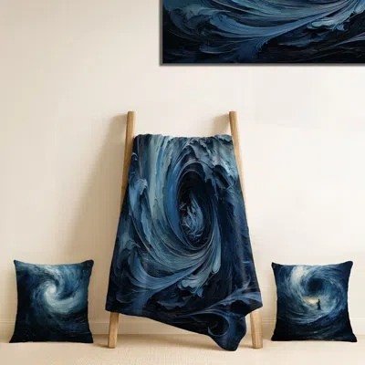 Design Art Blue And White Emotional Spiral 1 - Tachisme Living Room In Blue;white
