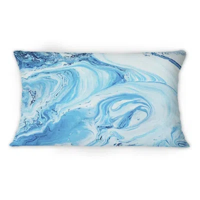 Design Art Blue And White Liquid Ink Art Ii - Modern Printed Throw Pillow 1