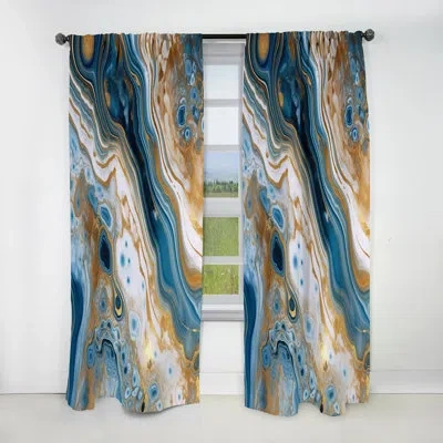 Design Art Blue And White Marble Dreams - Abstract Blackout Curtain - 1 Panel In Blue;white