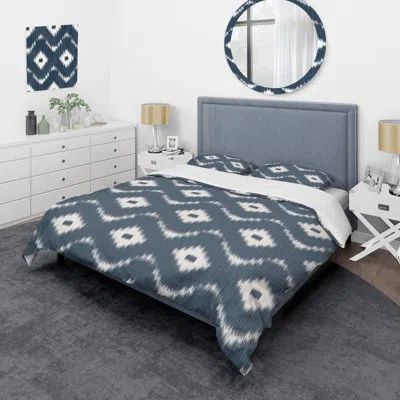 Design Art Blue And White Pattern - Patterned Duvet Cover Set In Blue;white