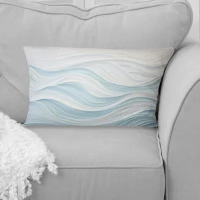 Design Art Blue And White Simplicity Wave - Abstract Marble Printed Throw Pillow