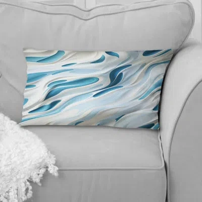 Design Art Blue And White Snowy Serenity - Abstract Printed Throw Pillow In Blue;white